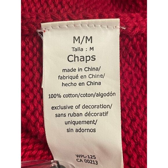 CHAPS Red knit sweater 100% Cotton men's Medium - Picture 3 of 9